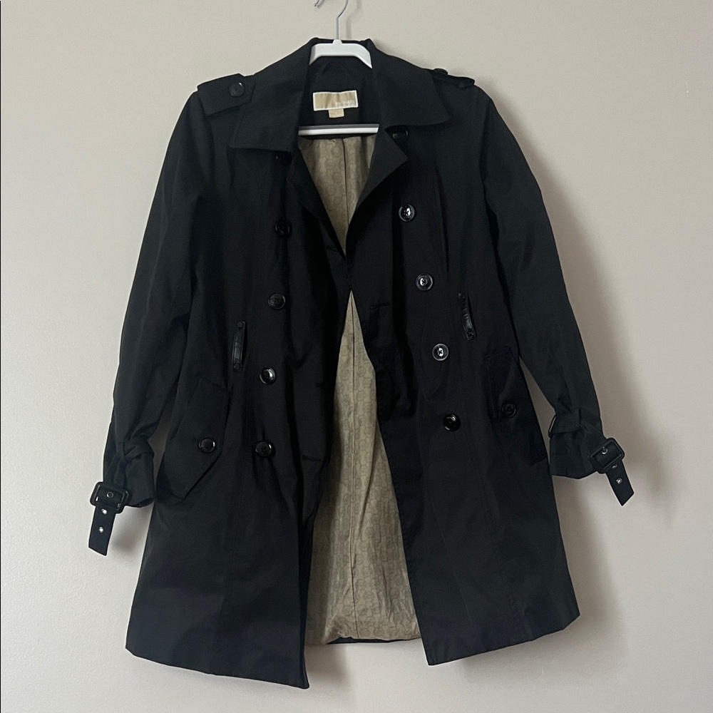 Michael Kors Black Double Breasted Trench Coat Jacket Women’s Size Small